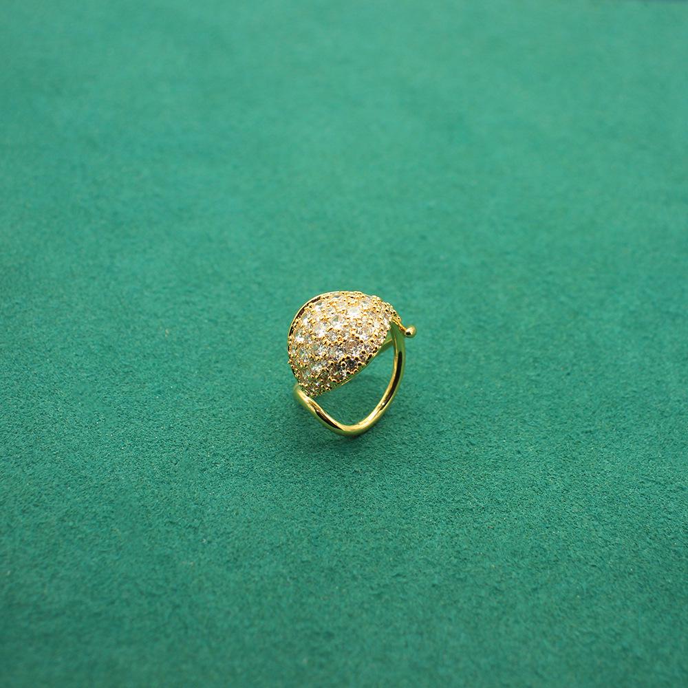 Retro Zircon-Encrusted Open Ring: High-End, Bold & Luxurious Design