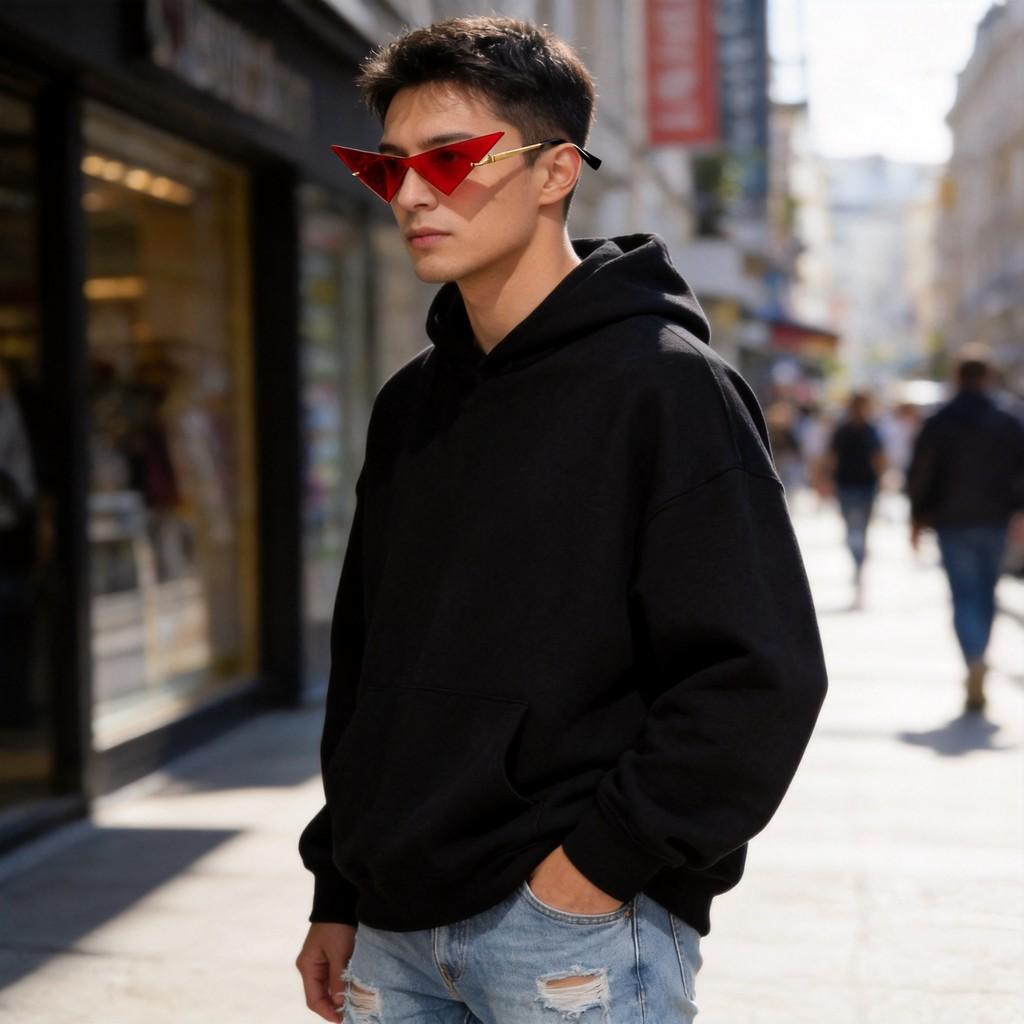 New Large Triangle Sunglasses For Men Women With Uv400 Protection Fashion Streetwear Outdoor Sport