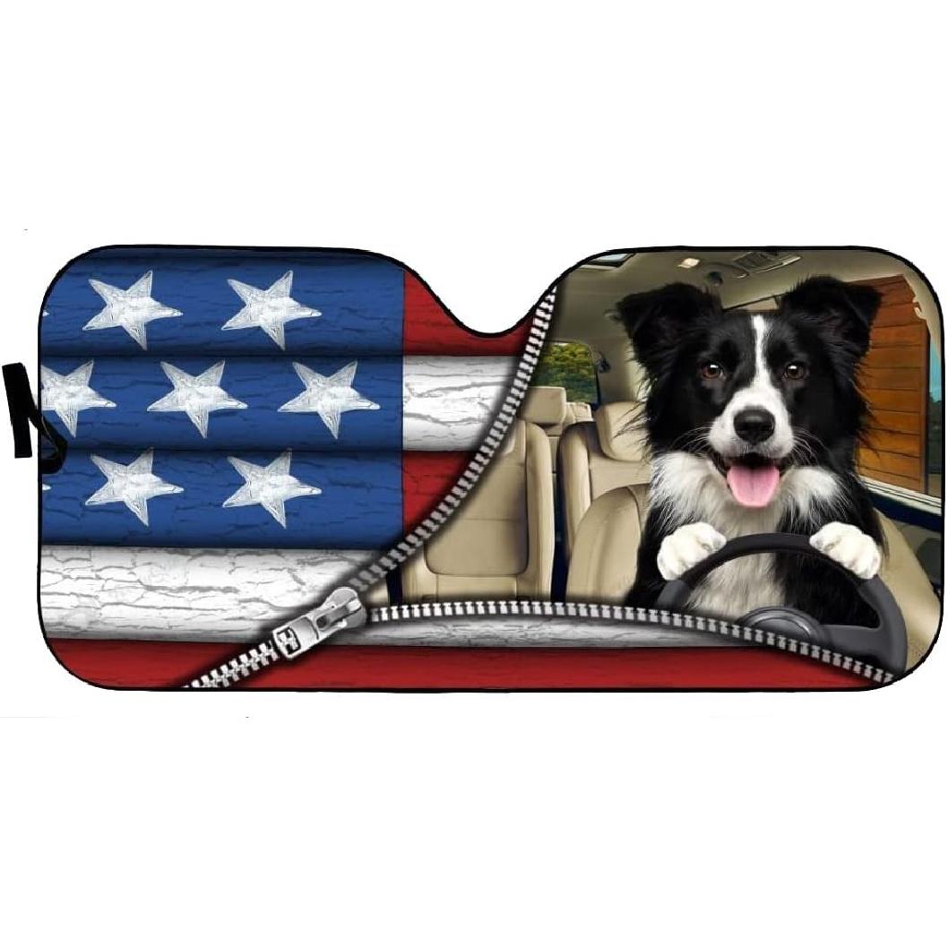 

Windshield Sun Shade Border Collie Sun Shield for Car Windows Blocks Heat and Sun Keep Your Vehicle Cool for Most Sedans SUV Truck Automotive 51x28in 51 x 28