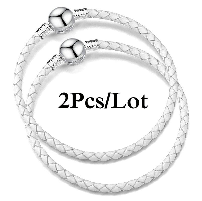2 szt./partia Specjalna Oferta Skórzane Bransoletki Łańcuszkowe Pasują do Ręcznie Robionych Koralików Bransoletki z Charmsami Dla Par Pulsera Biżuteria Dla Kobiet Mężczyzn Hurtownia