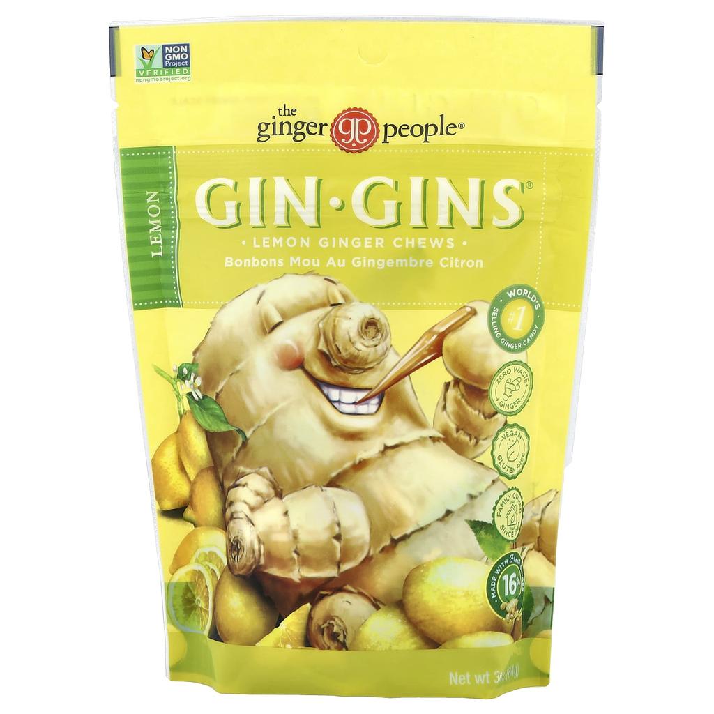 The Ginger People, Gin Gins®, Lemon Ginger Chew, Lemon, 84g (3oz)