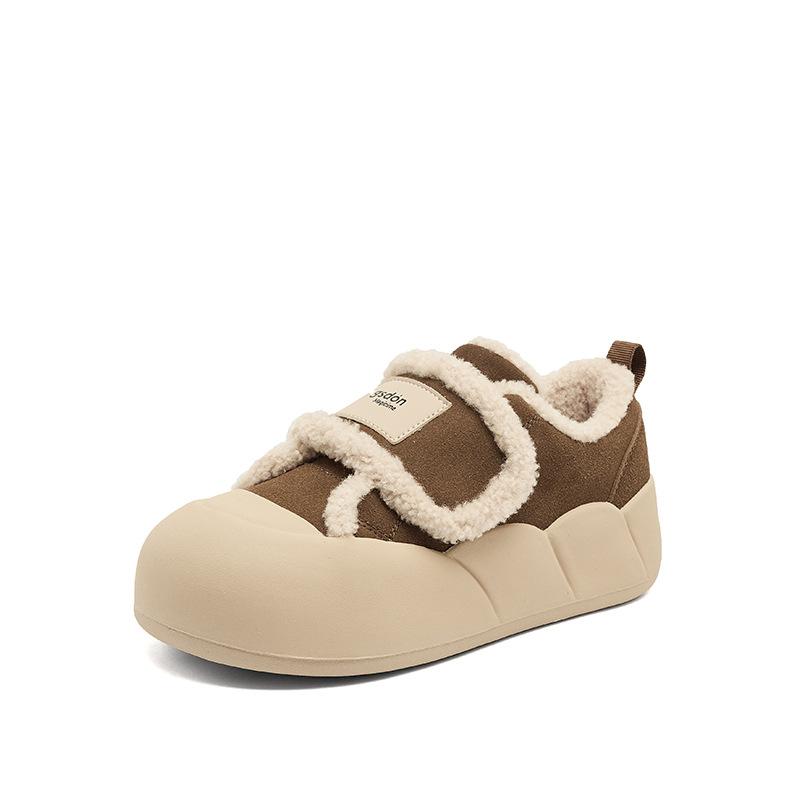Ogu Shiden Velvet Cotton Shoes Women's 2025 New Winter Ugly Puff Shoes Thickened Sports Platform Cute Board Shoes