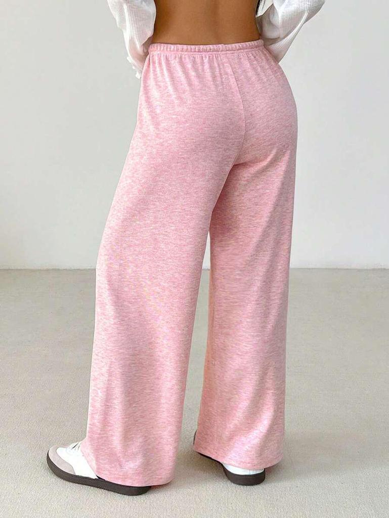 Women's Solid Color Drawstring Waist Knit Casual Pants