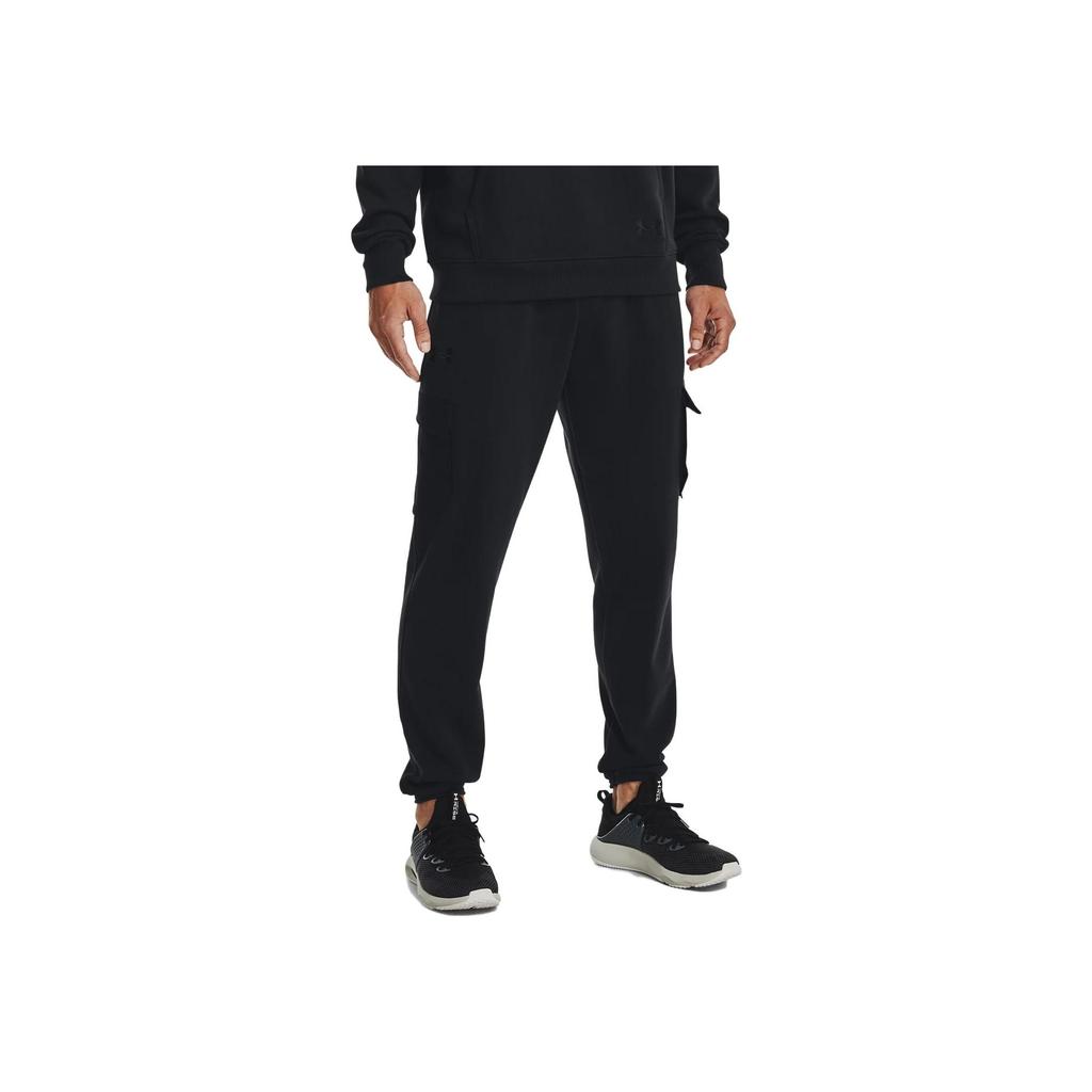 Under Armour Solid Color Elastic Waist Drawstring Joggers Men Bottoms Black 1378600-001