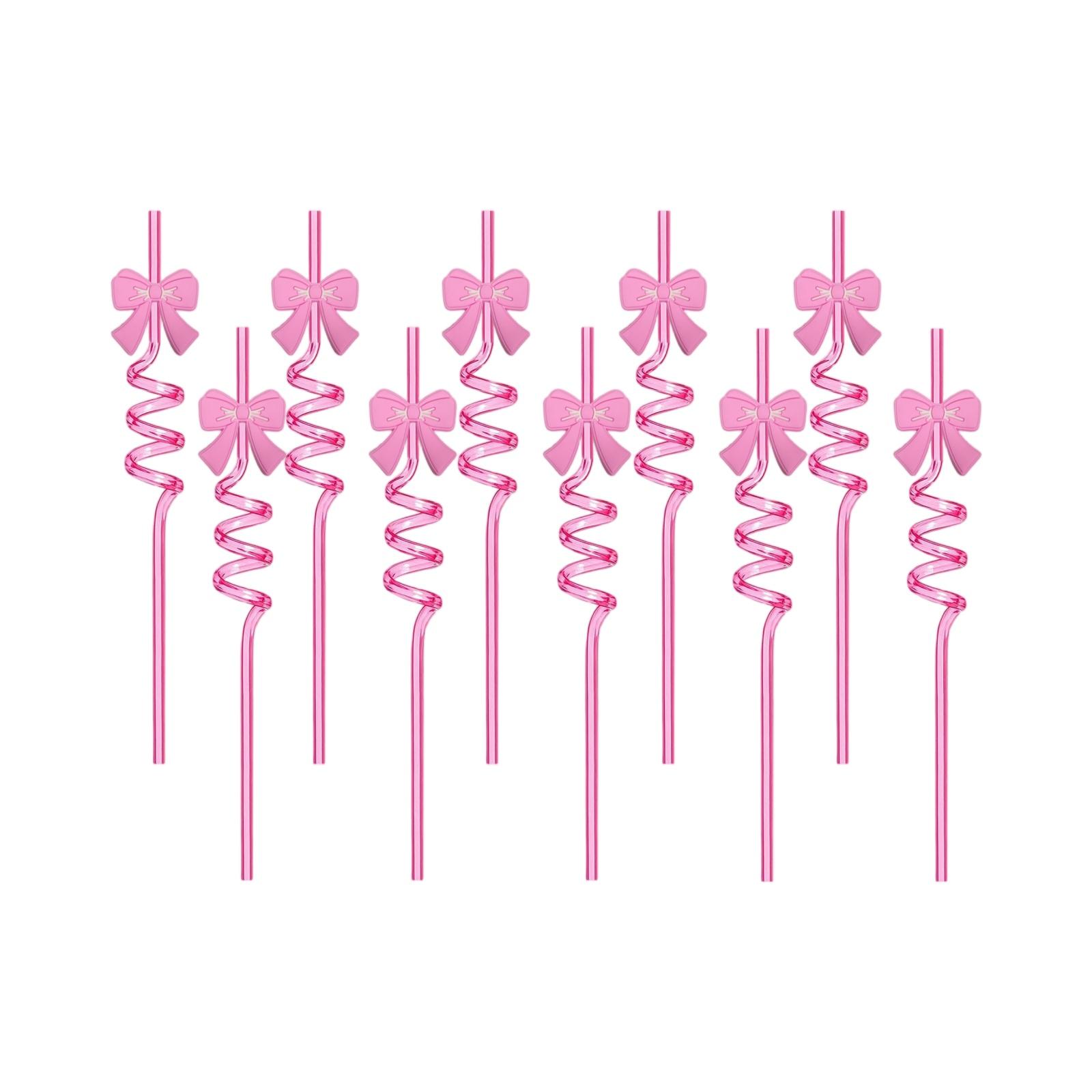 Bow Spiral Straw Cartoon Straw Drink Accessory Party Party 10pcs One Size розовый