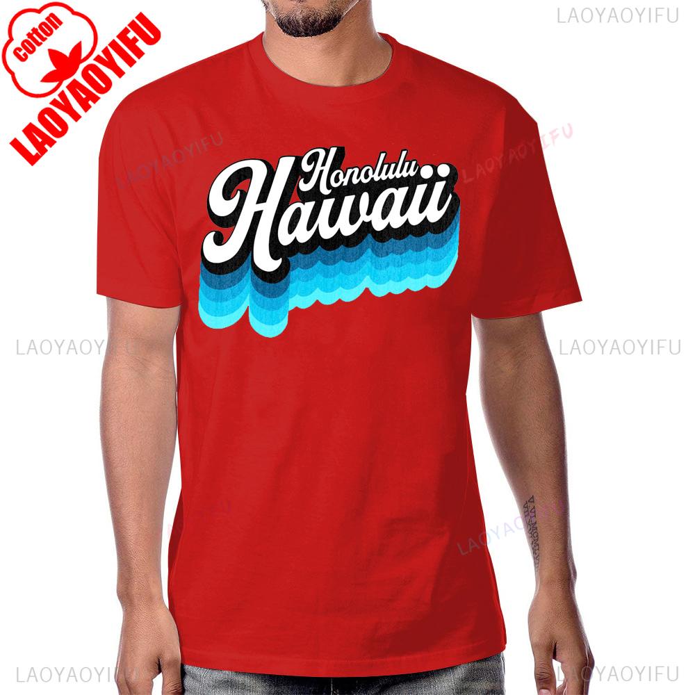 Summer Style Casual Cotton OAHU Honolulu HAWAII Tshirt Streetwear Short Sleeve Man Tshirt Harajuku Hip Hop Breathe Comfort Tees