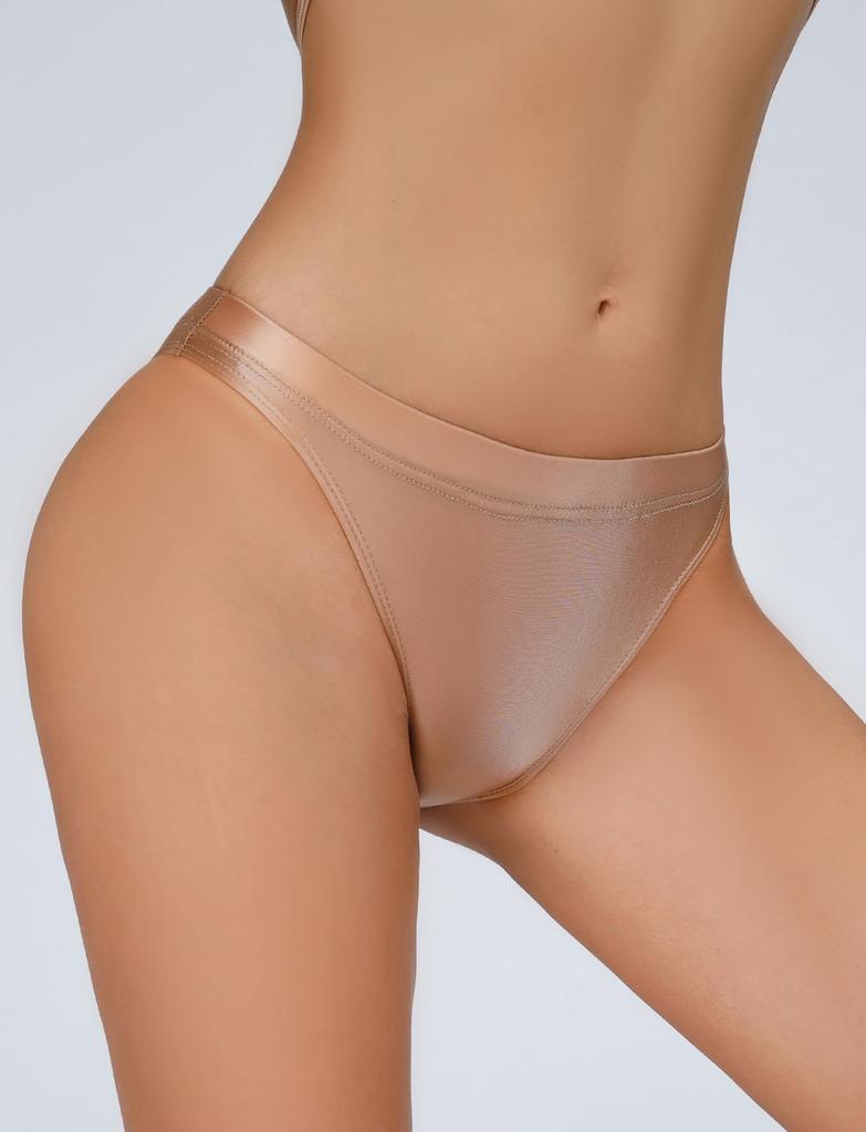 Maeau Brazilian Glossy Sexy Size L Women's Butt-Shaping T-Back Panties, Style, Underwear, Low-Rise Panties, Comfortable, Breathable, Seamless, Sheer,