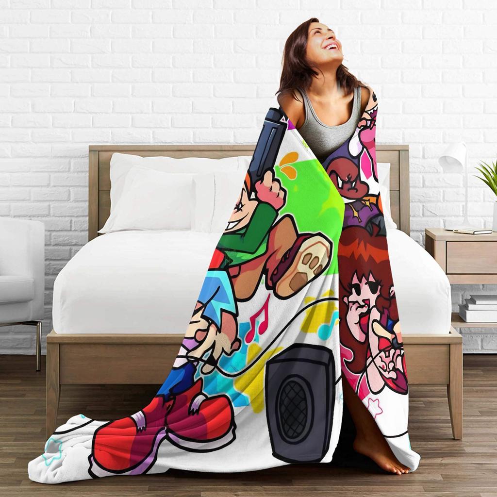Blanket Decorative FNF Bad Time Trio Friday Night Funkin Throw Blanket  Flannel Bedspread For Home Decor Graphic Sofa Bed Cover