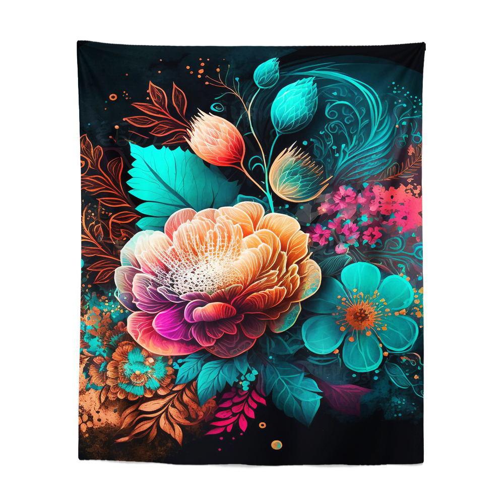 Painted Lotus Tapestry, Bedroom Wall Covering, Living Room and Study Decoration Cloth, Wall Tapestry, Background Cloth