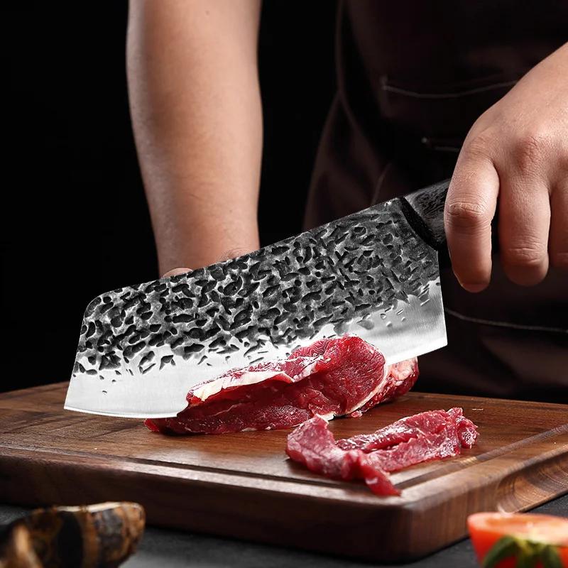 Kitchen Knives Wood Handle Hand Forge Blade Cleaver Knives Slicing Fruit Fish Meat Vegetables Butcher Knife Chef Cleaver Tools