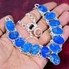 Blaue Meeressediment Halskette Edelstein Schmuck, 925 Sterling Silber Verstellbare Kette Halskette, Geschenk für Frauen Handgemachte Halskette