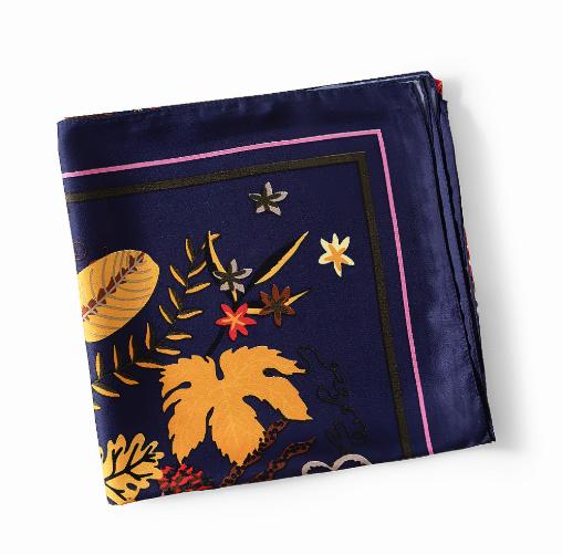 New Brand Bandana Shawl 100% Twill Silk Scarf 130cm Square Scarves Plant Vase Print Kerchief Woman Headband Hijab Scarf&Wraps