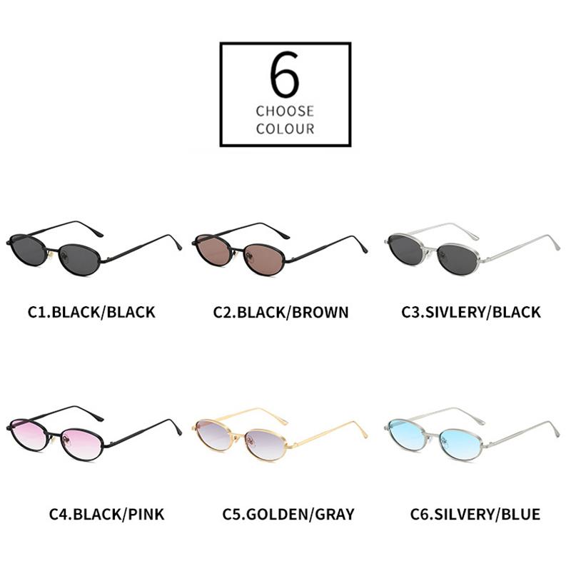 Vintage Oval Metal Women Sunglasses Shades UV400 Fashion Gradient Shades UV400 Men Punk Sun Glasses