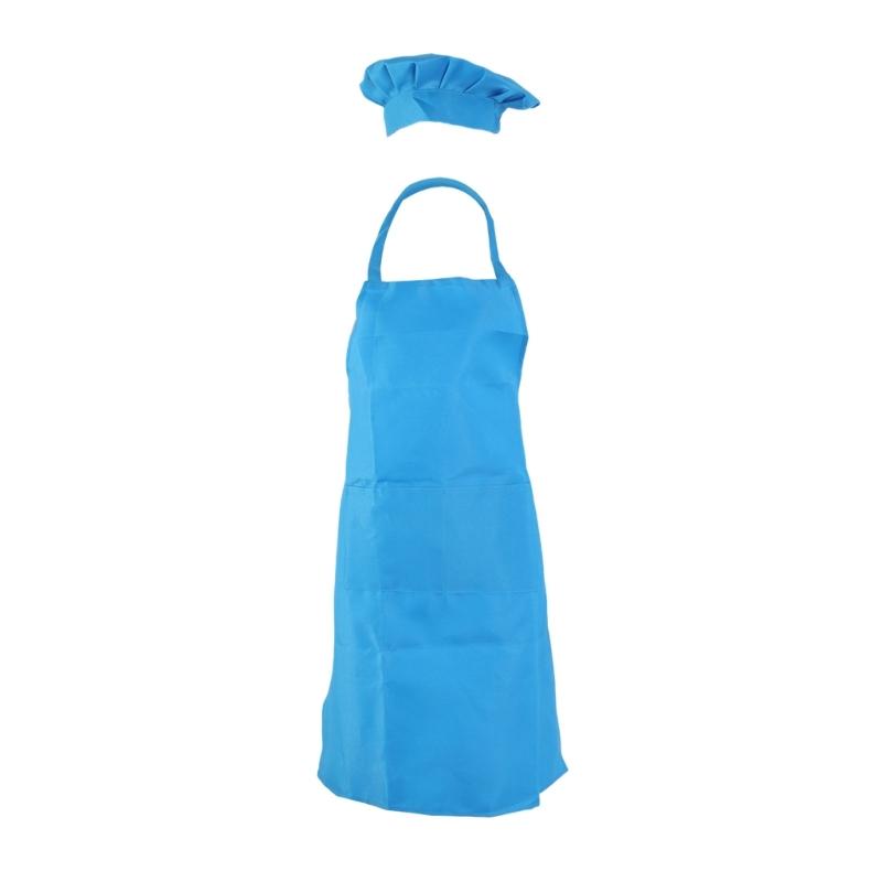 Cotton Apron With Hat, Spill Resistant, Easy to Clean Fabric, Includes Pockets Home Cooking Essential