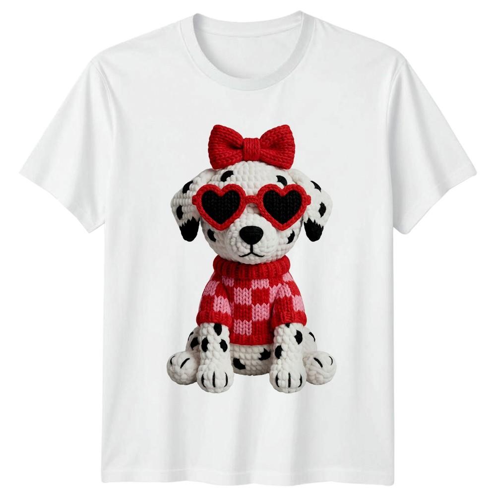 Dalmatian Dog Heart Sunglasses Valentines Unisexs TShirt Unisexs Tee Graphic Top S