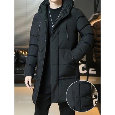 Men's Casual Hooded Long Winter Coat, Warm Thick Padded Coat For Fall Winter