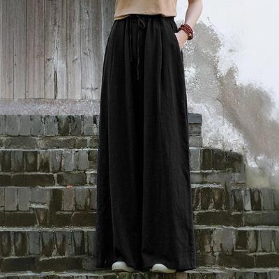 Calças de algodão e linho femininas primavera e outono calças largas calças largas soltas e finas calças largas tamanho grande calças casuais culotes cintura elástica