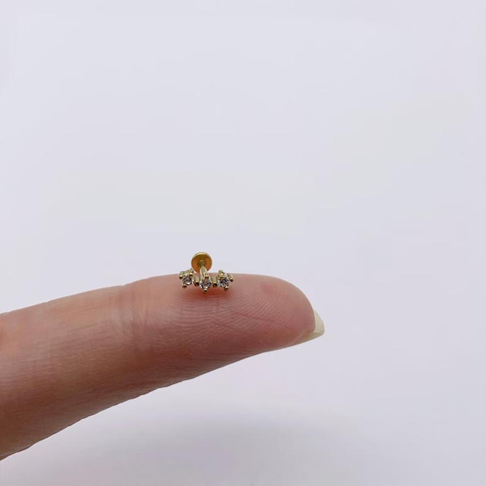 Aide 1pc 925 Silver Mini Zircon Thick Flat Screw Back Drop Earrings For Women K Gold Piercing Stud Earrings Jewelry