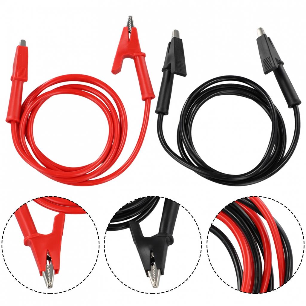 2x Clips Electrical Test Leads Set 15A-Jumper Wires With Copper Clips