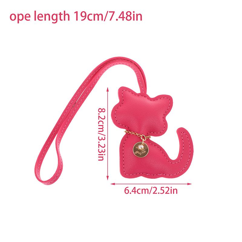 Pu Leather Cat Pendant Keychain Cute Animal Keyring Women Bag Charm Handbag Hanging Decoration For Girl Gifts