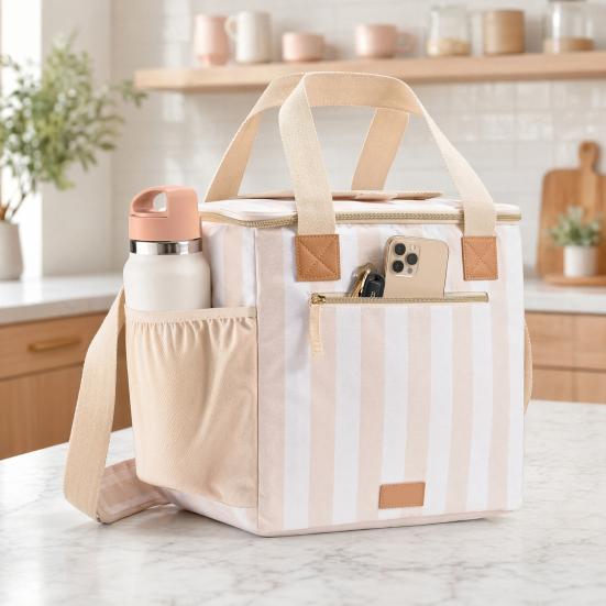 Insulation Lunch Bag, Leakproof Portable Cooler Tote Bag, Large Capacity Lunch Bag with Crossbody Strap, Portable Picnic Lunchbox for Outdoor Parties
