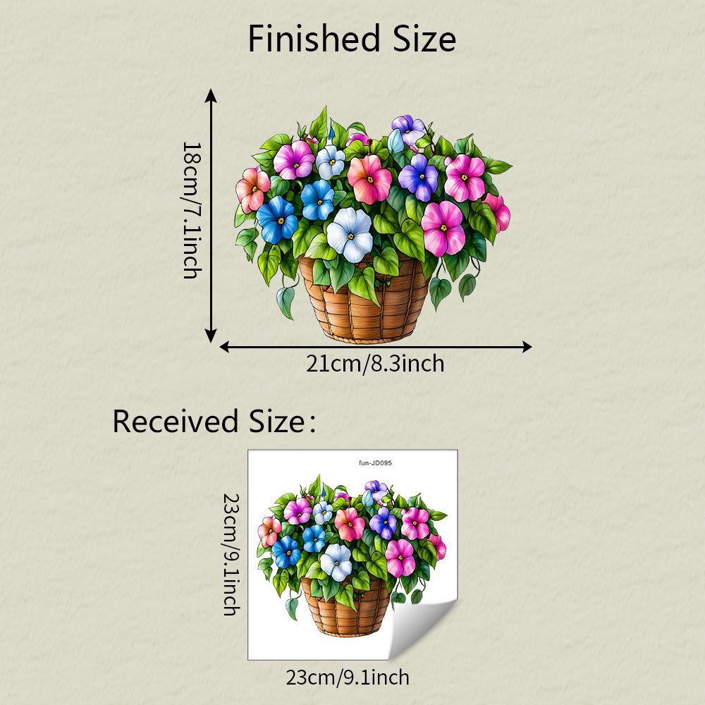 Painted Flower Baskets Glass Windows Home Beautification and Decoration Static Electricity Window Stickers