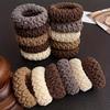 16Pcs Wide Thick Elastic Hair Ties Beige Coffee Mix Non Slip Ponytail Holder No Hurt Hair for Daily Office Fitness Party