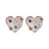 Fashion Simple Metal Irregular Threaded Heart Earrings for Women Enamel Colored Diamond Inlay Stud Earrings Wedding Jewelry Gift