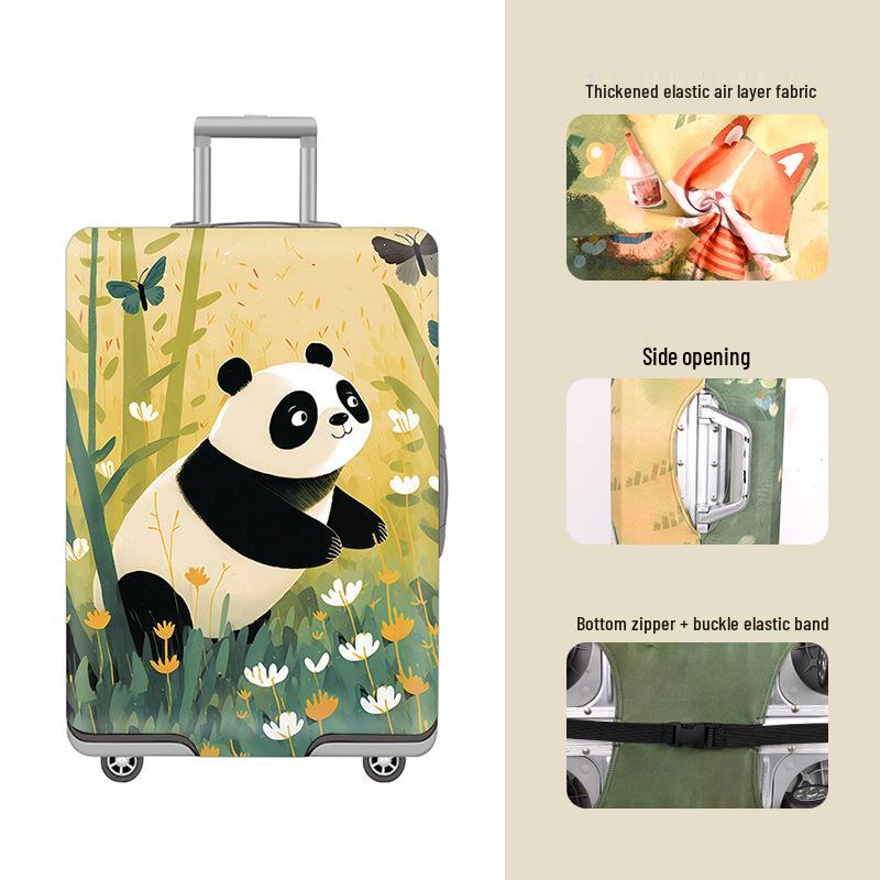 Elastic Zippered Travel Suitcase Protective Cover - Durable, Printed, and Wear-Resistant
