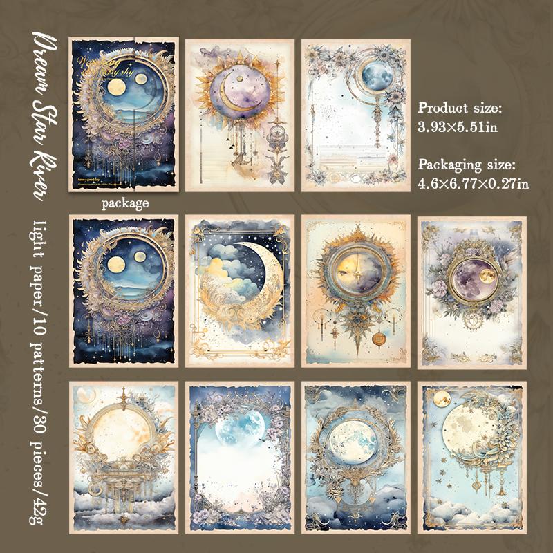 

30 pcs Starry universe theme material pape Decorative Diary Album handmade Diy Scrapbooking Background paper