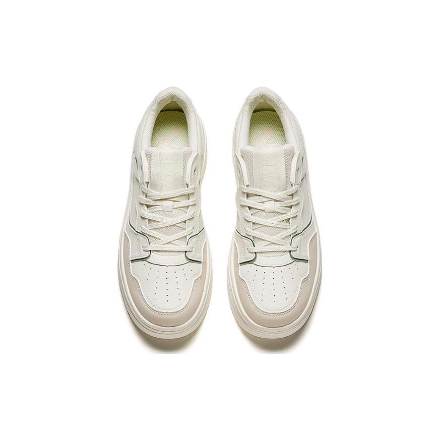 New Anta Life Collection Durable Breathable Low Top Skateboard Shoes Women's White Green 122428015-1