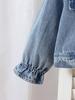 Girls' Casual, Simple, and Comfortable Denim Jacket with Lotus-Leaf Sleeves (Spring/Summer)
