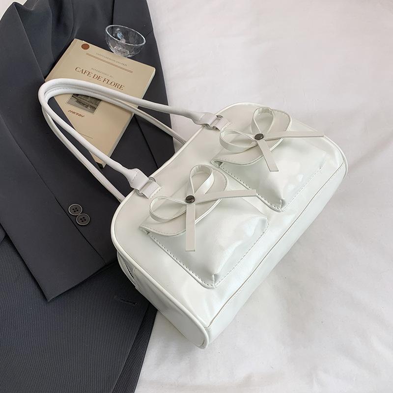 Bow Spice Girl Underarm Bag Women's New Summer Tote Bag Shoulder Bowling Pillow Bag Commuter Bag
