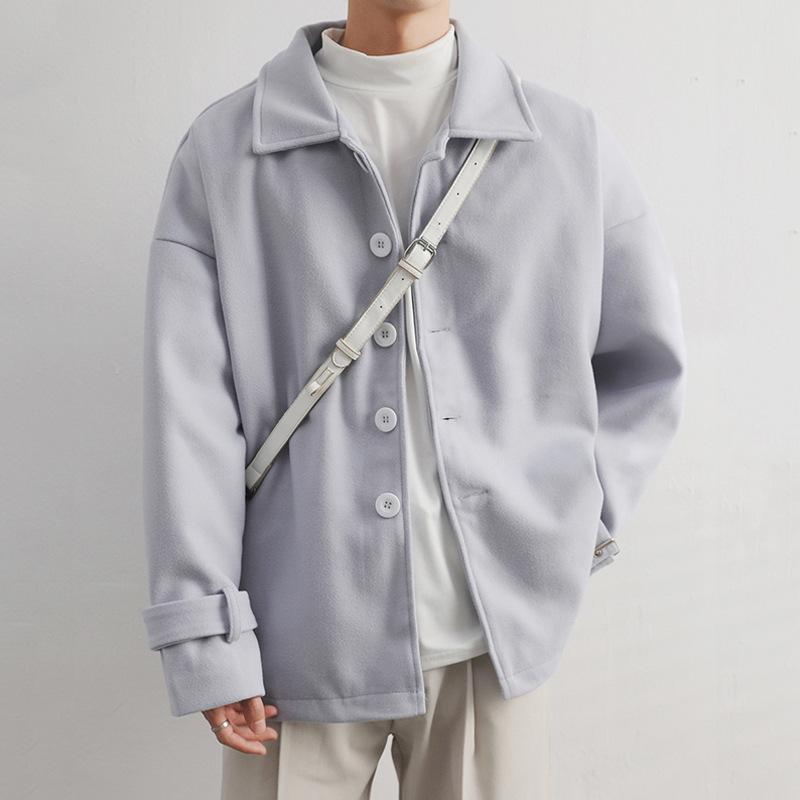 

British Style Woolen Suit Jacket Men Autumn Winter New Style Hong Kong Style Fashion Versatile Short Thick Coat Trench Coat L сірий колір