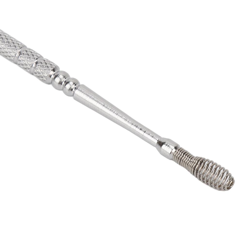 Ear Spoon Double Head Stainless Steel Ergonomic Design Relieve Itching Glossy Rounded Spiral Spring Ear Pick