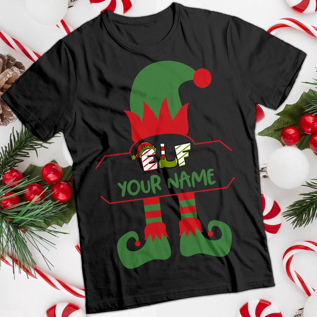 Personalised Mens and Womens Elf Hat Christmas T-Shirt Tee #MC 2XL