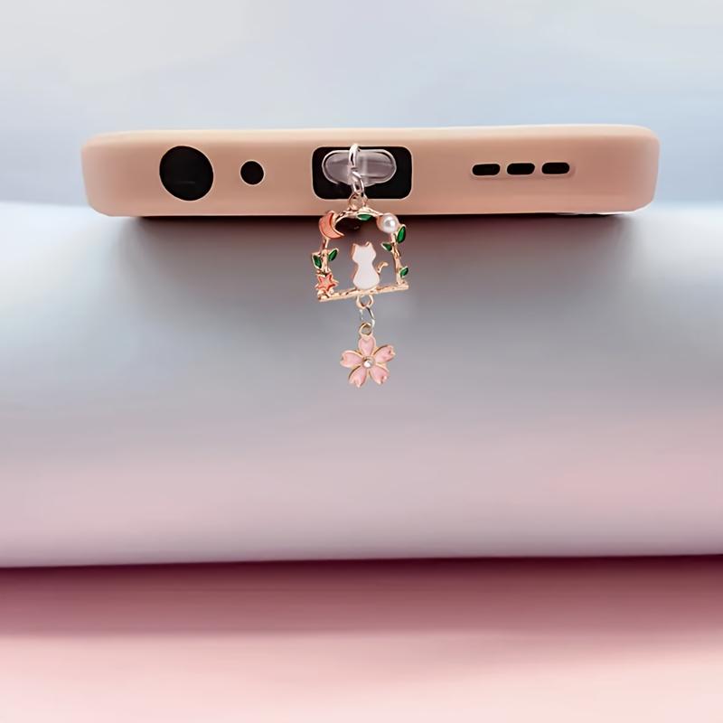 1pc Flower & Cat Decor Dust Plug,Beautiful Mobile Phone Accessories, Mobile Phone Decorations,Perfect Gift for Someone