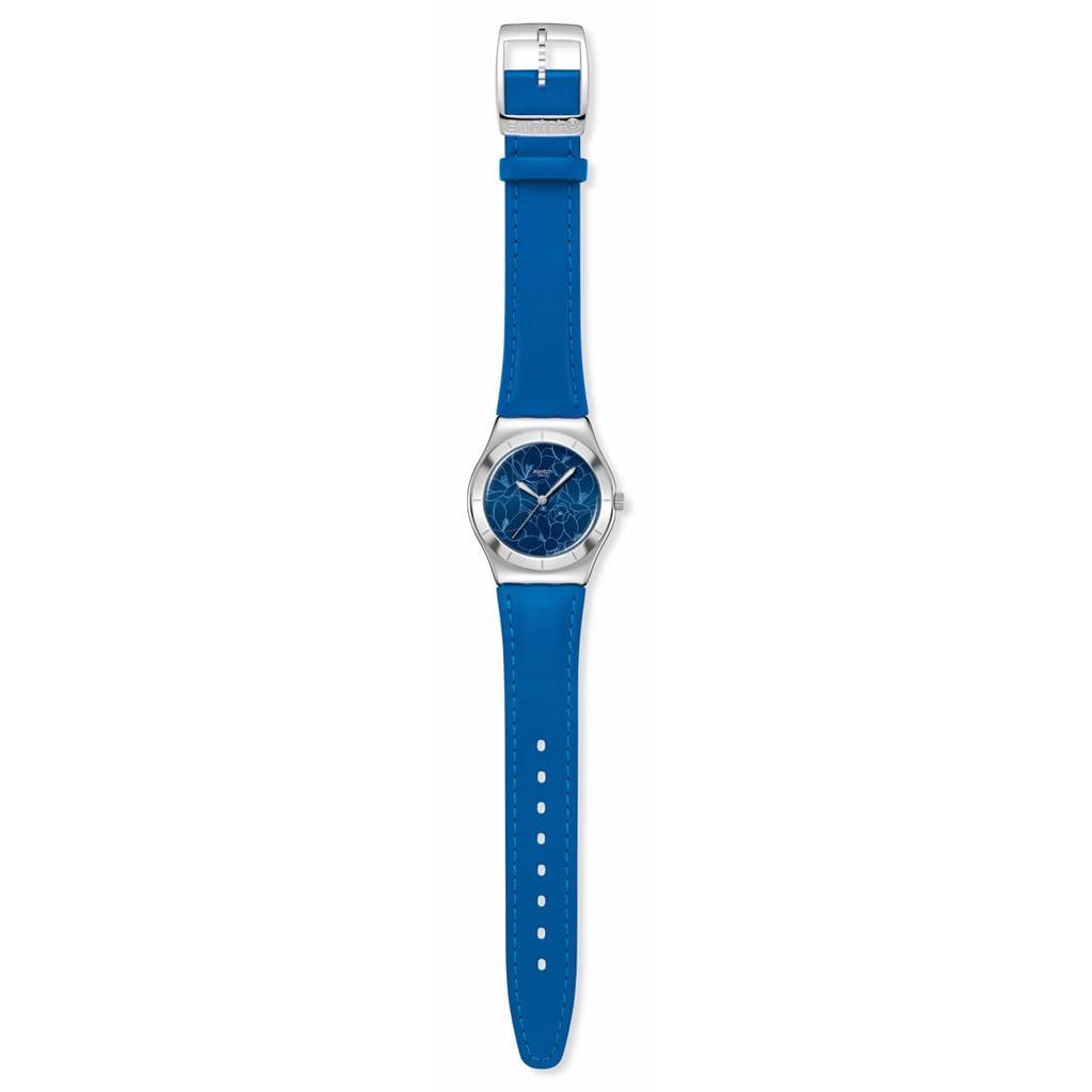 Swatch IRONY MEDIUM BLUE PETAL PROMISE YLS235 Women's Watch, Blue