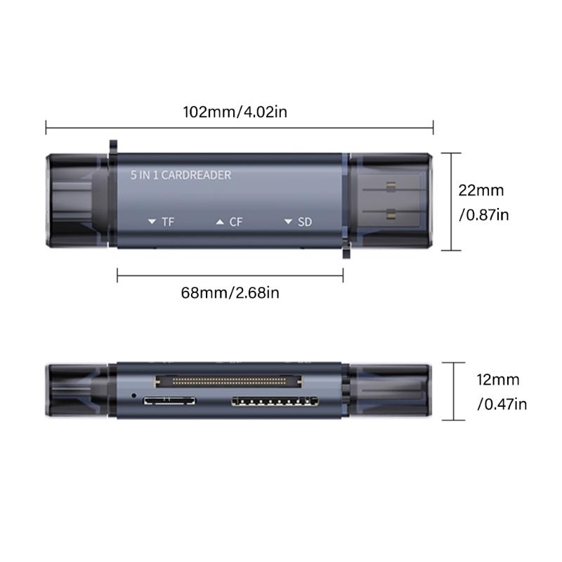 Universal USB C Card Reader Aluminum Alloy Adapter Compatibles TF Cards Up To 1TB Storage Support