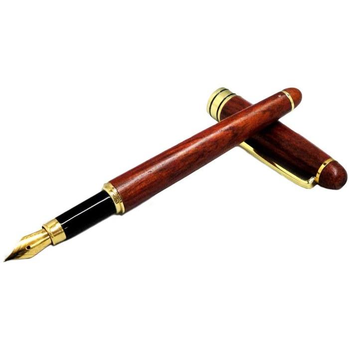 [High-Grade] Fountain Pen with Ink Cartridges, Fine Nib, Rosewood