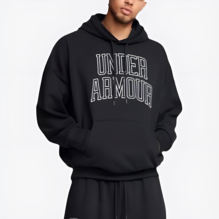 Under Armour Icon Pullover Letter Hoodie Long Sleeve Sweatshirt Men Sweatshirt Black 1386549-001