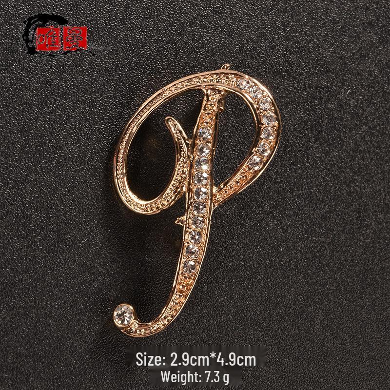 Men's Suit Jacket Brooch: Elegant English Letter Pin for a Stylish Touch