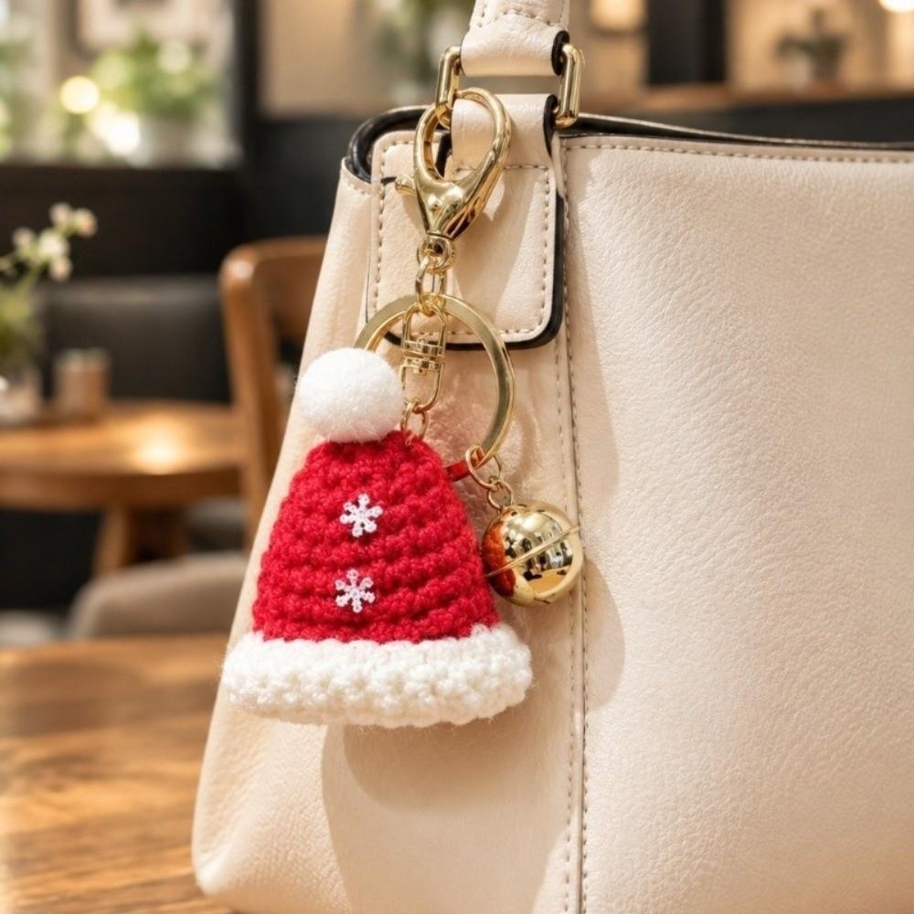 Hand-woven Christmas Hat Keychains Cute Keyrings Office Mini Gloves Pendant Gifts