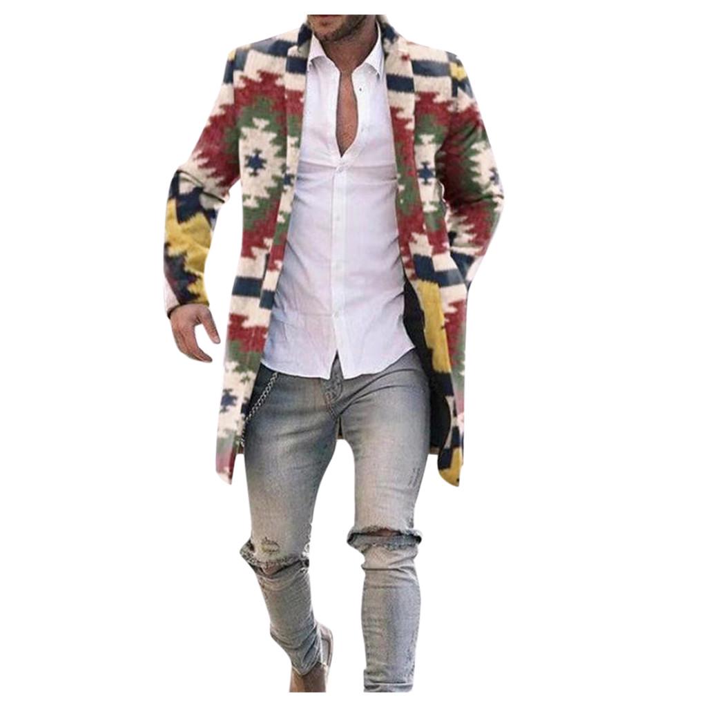 

Модное мужское семицветное клетчатое приталенное длинное однобортное шерстяное пальто жёлтый