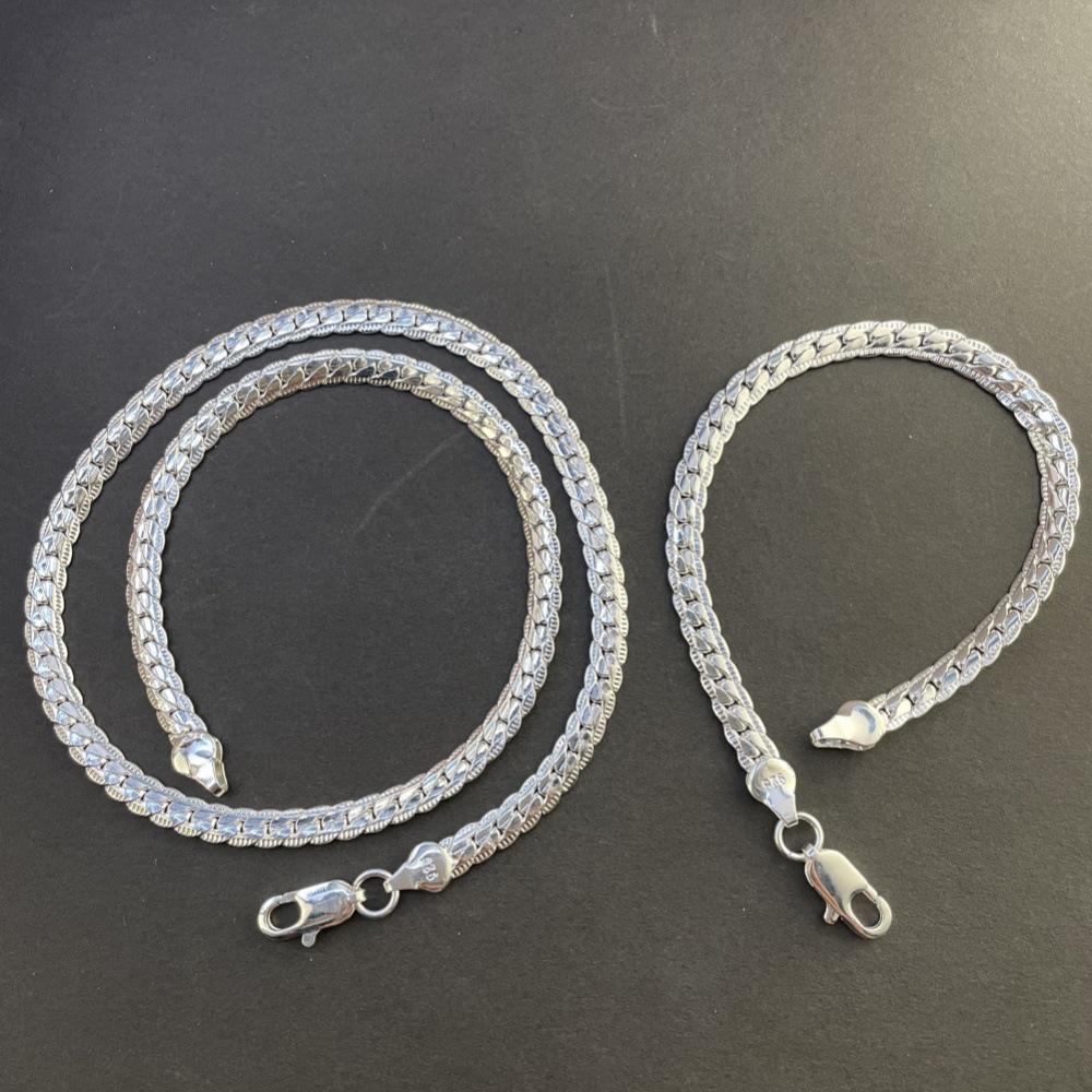 Trendy Men's 5mm Silver-Plated Plain Clavicle Chain Necklace