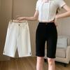 DIMANAF 2025 Übergröße Damen Shorts Hosen Sommer Locker Jeans Kurz Basic Harem Hohe Taille Einfarbige Hosen Elastische Taille
