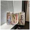 Casual Stylish Yet Canvas Tote Bag With Beautiful Letter Prints And Soft Structure Medium