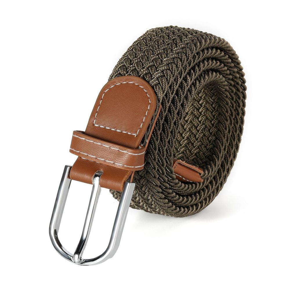 Unisex Korean Style Casual Elastic Canvas Leather Belt with Pin Buckle