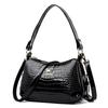 Crocodile pattern glossy shoulder bag women's messenger bag
