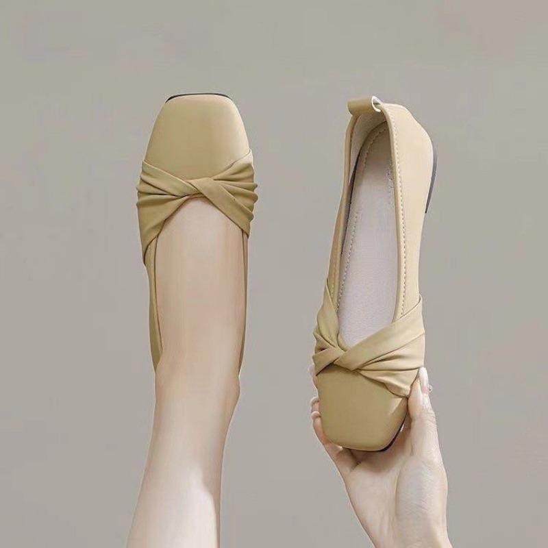 

Single shoes women s summer new spring and autumn gentle soft-soled flat shoes shallow mouth versatile Doudou shoes women 40 хаки